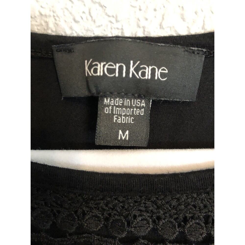 Karen Kane Womens Top Medium Black‎ Sheer Lace Embroidered Floral Cottagecore - Picture 4 of 6